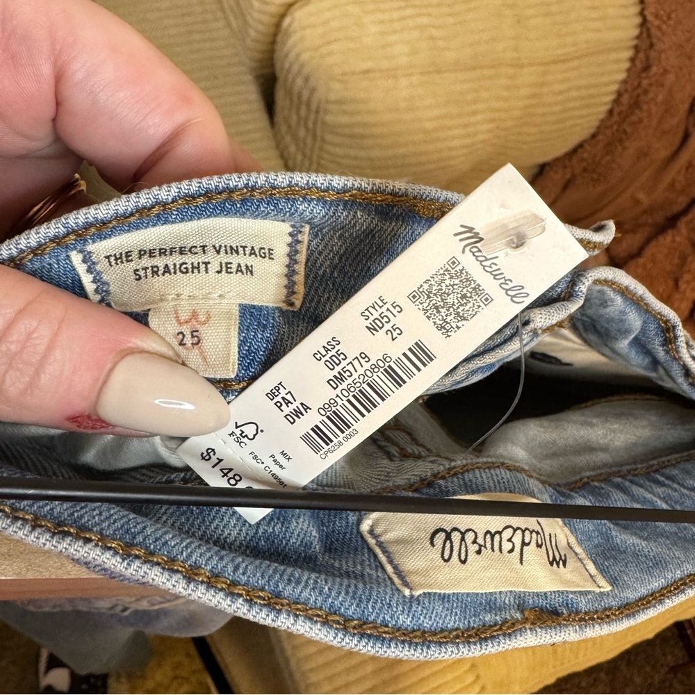 NEW Madewell the perfect vintage straight jean Distressed Women's size 25 - Picture 5 of 5